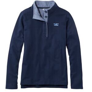 LL BEAN Navy Half-Snap Pullover Long Sleeve Rugby Shirt Preppy L Nautical